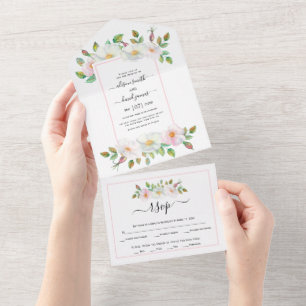 Wildhund Rose Blütenhochzeit All In One Einladung