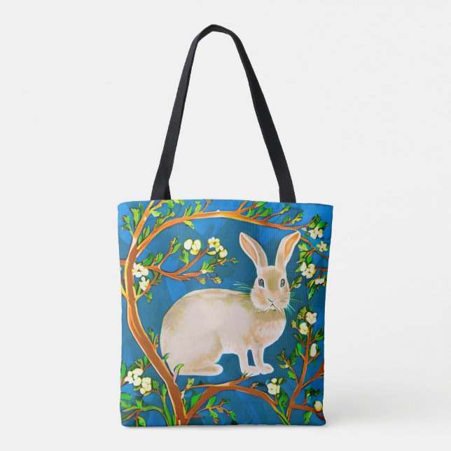 Wildkaninchen und blühende Branchen Tasche (Rückseite)