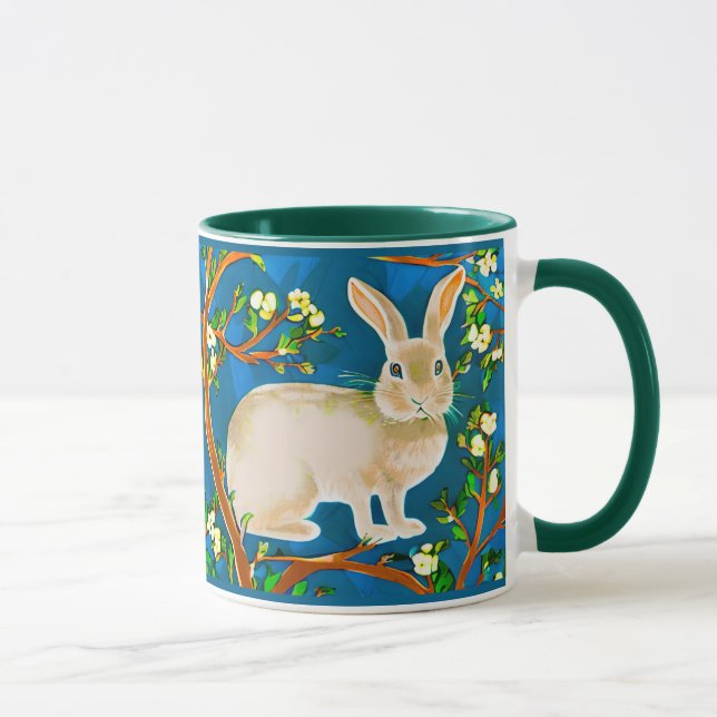 Wildkaninchen und blühende Branchen Tasse (Rechts)