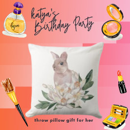 Wildkaninchen und Blume Kissen