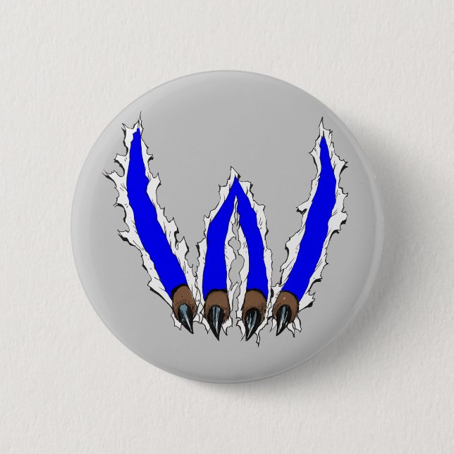 Wildkatzen-Greifer, der durch Entwurf - Blau Button (Vorderseite)