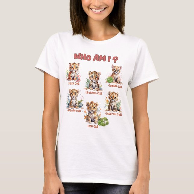 Wildkatzen Wildtiere Niedlich Baby Cubs Wer bin ic T-Shirt (Vorderseite)