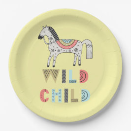 Wildkinder-Skandinavier Pferdepadel Gelb Pappteller