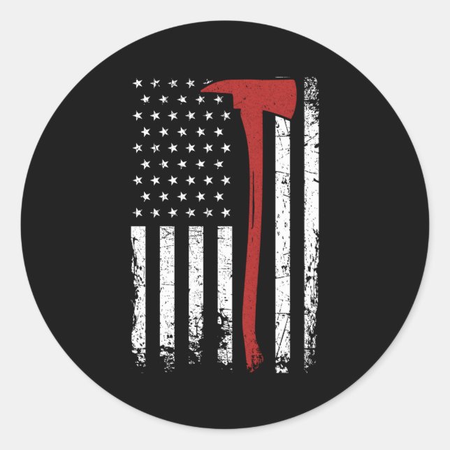 Wildland Firefighter AX American Flag Thin Red Li Runder Aufkleber (Vorderseite)