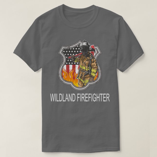 Wildland Firefighter Thin Red Line Feuerwehrhandge T-Shirt (Design vorne)