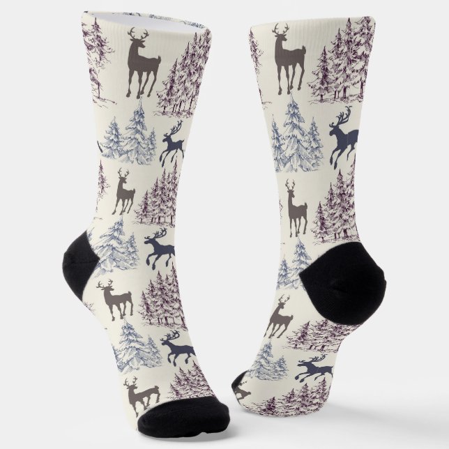 Wildlebende Hirsche Socken (Gewinkelt)