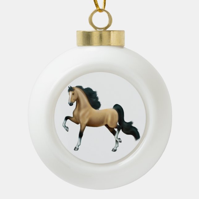 Wildleder-Amerikaner Saddlebred Pferdeverzierung Keramik Kugel-Ornament (Vorderseite)