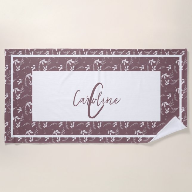 Wildleder-Doodles-Monogramm Strandtuch (Vorderseite)