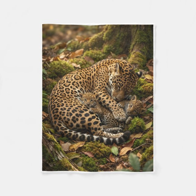Wildleopard ruht auf einem Baumzweig - Fleece-Deck Fleecedecke (Vorderseite)