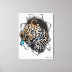 Wildleopard-Tasse auf der Jagd nach einem Schmette Leinwanddruck