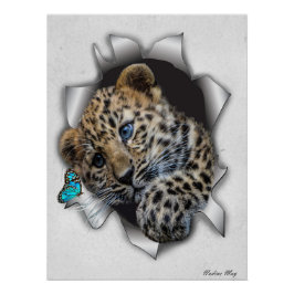 Wildleopard-Tasse auf der Jagd nach einem Schmette Poster