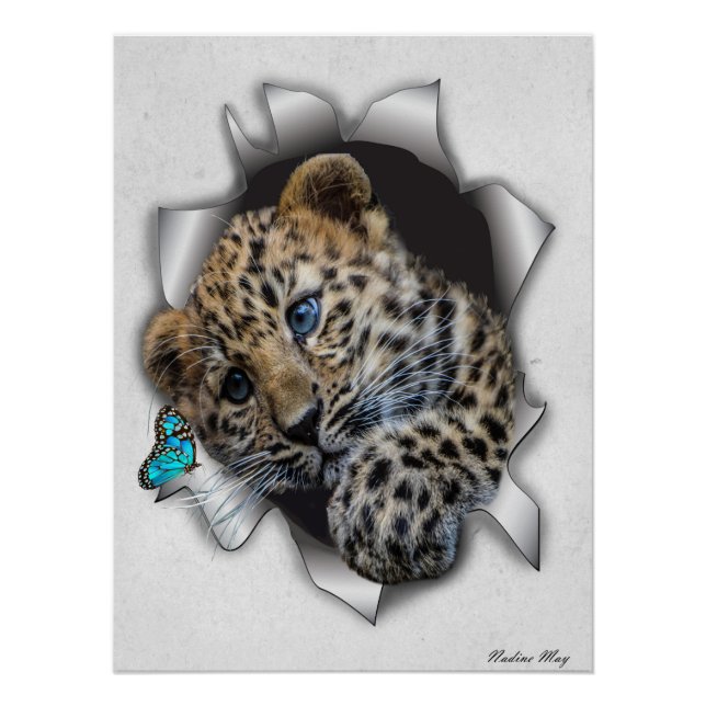Wildleopard-Tasse auf der Jagd nach einem Schmette Poster (Vorderseite)
