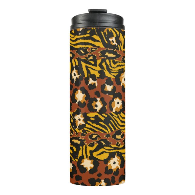 Wildleopard und Tigerhäute Thermosbecher (Vorderseite)