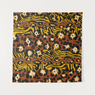 Wildleopard und Tigerhäute Wandteppich