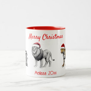 Wildlife Animal Leopard Lion Zebra Weihnachten Zweifarbige Tasse
