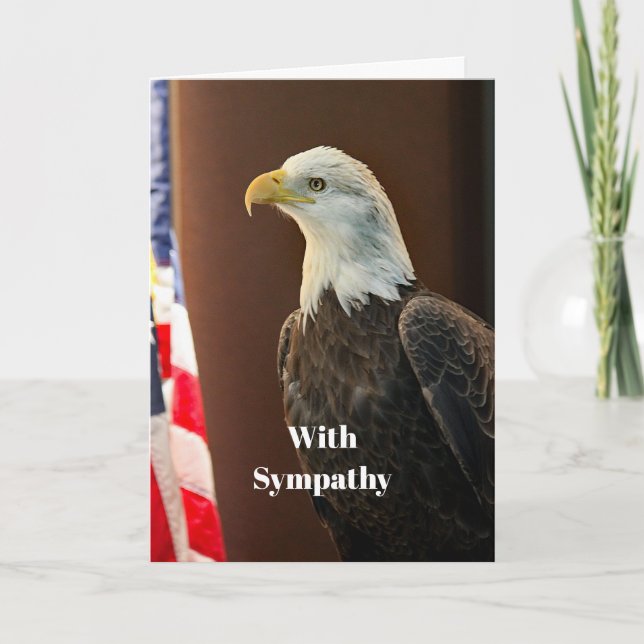 Wildlife Bald Eagle American Flag Foto Beileid Karte (Vorderseite)