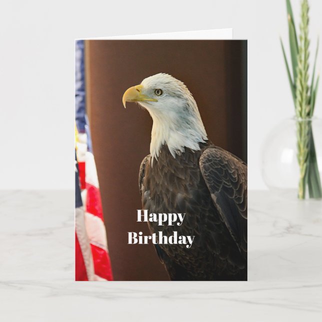 Wildlife Bald Eagle American Flag Foto Geburtstag Karte (Vorderseite)
