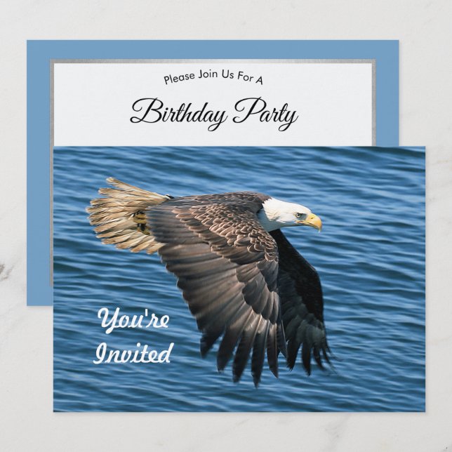 Wildlife Bald Eagle Foto Geburtstag Einladung (Vorne/Hinten)