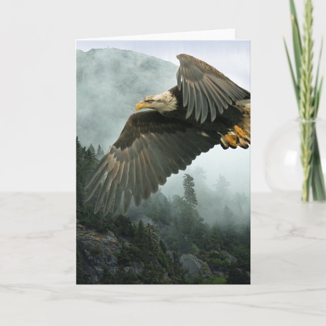 WILDLIFE Bald Eagle & Misty Forest Cartes de voeux (Devant)