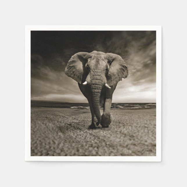 Wildlife Bull Elephant Foto Serviette (Vorderseite)