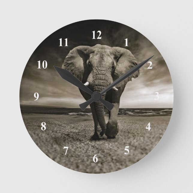 Wildlife Bull Elephant Photo Runde Wanduhr (Vorderseite)