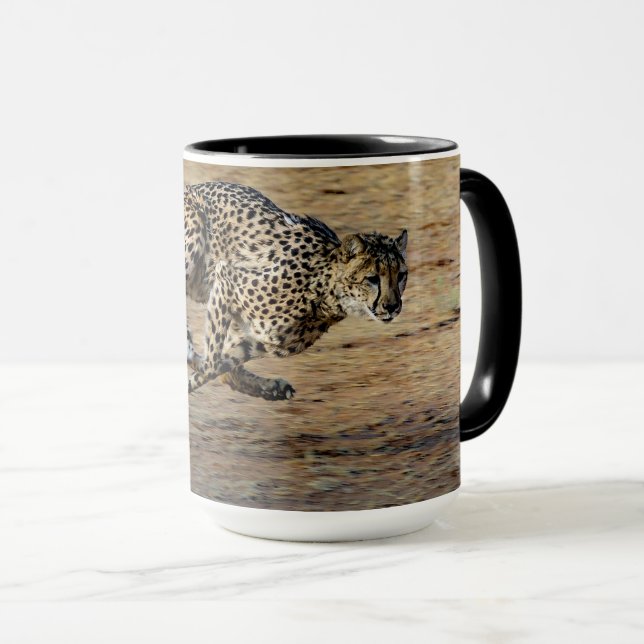 Wildlife Cheetah Running Foto Tasse (VorderseiteRechts)