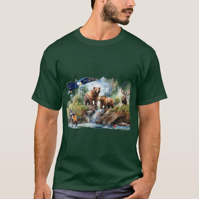 Wildlife Collage Alaskan Animals T-Shirt (Vorderseite)