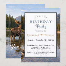 Wildlife Elch Berg Fluss Geburtstag