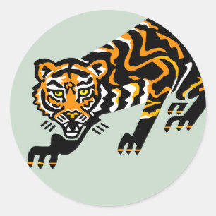 Wildlife - Graphic TIGER - Tieraktivist - Green Runder Aufkleber