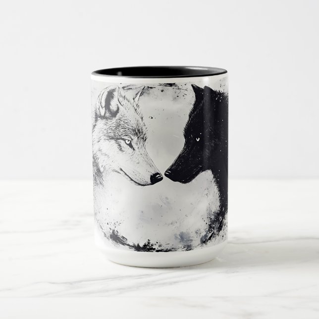 Wildlife Grau & Black Wolves Tasse (Zentrum)