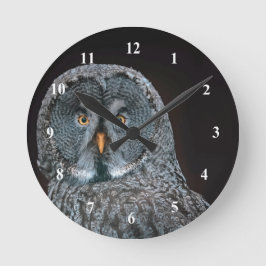 Wildlife Great Gray Owl Foto Runde Wanduhr