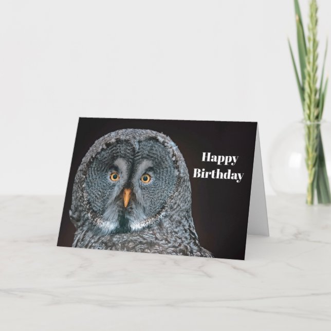 Wildlife Great Gray Owl Geburtstag Karte (Vorderseite)