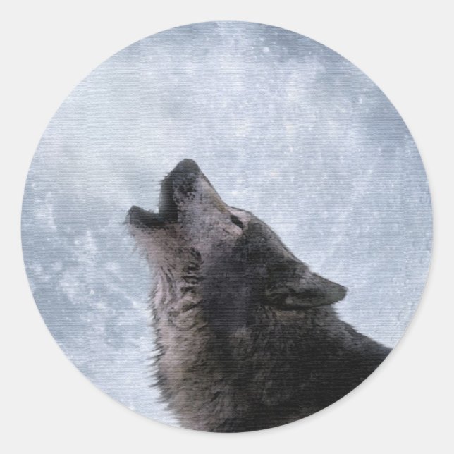 Wildlife Grey Wolf Tierfreund-Design Runder Aufkleber (Vorderseite)