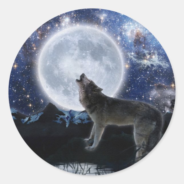 Wildlife Grey Wolf Tierfreund-Design Runder Aufkleber (Vorderseite)