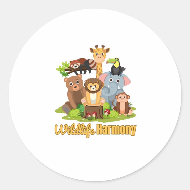 Wildlife Harmony for animal lover Runder Aufkleber (Vorderseite)
