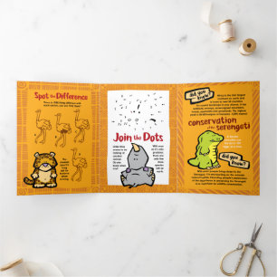 Wildlife Hippo Puzzle Grußkarte Trifold Dreifach Gefaltete Urlaubskarte