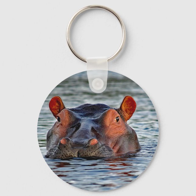 Wildlife Hippo Water Foto Schlüsselanhänger (Vorderseite)