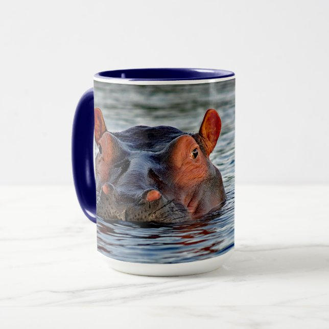 Wildlife Hippo Water Foto Tasse (Vorderseite Links)