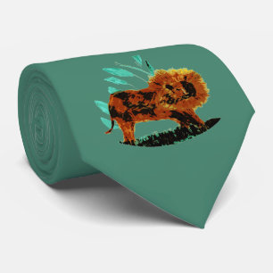 Wildlife Jungle Big Cat Art Lion Krawatte