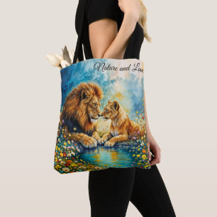 Wildlife Lion Lioness Fantasy Romantische Kunst Tasche