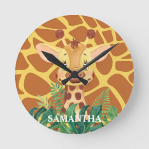 Wildlife Loveable Giraffe Baby Runde Wanduhr