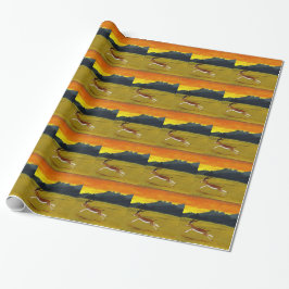 Wildlife Pattern Sunset Gazelle Running Geschenkpapier
