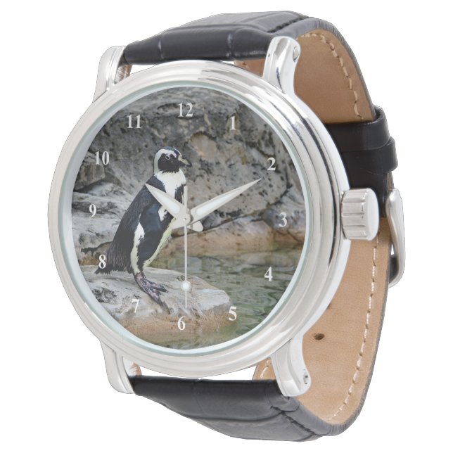 Wildlife Penguin Foto Armbanduhr (Schrägansicht)