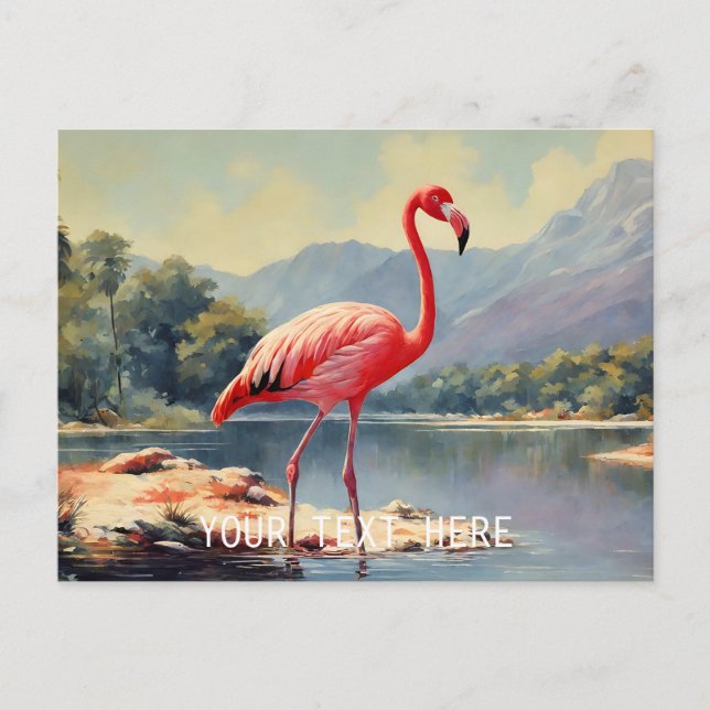 Wildlife Pink Flamingo River Vintag Postkarte (Vorderseite)