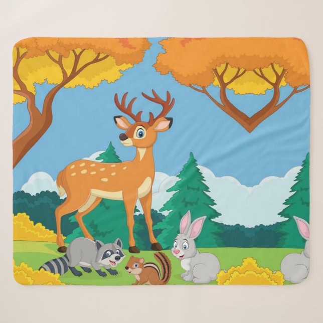 Wildlife Raccoon Chipmunk Rabbit Deer Fall Landsca Sherpadecke (Vorderseite (Horizontal))