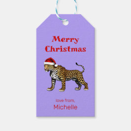 Wildlife Safari Animal Leopard Weihnachtsmannmütze Geschenkanhänger