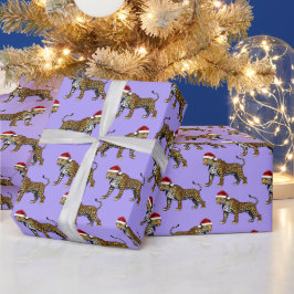 Wildlife Safari Animal Leopard Weihnachtsmannmütze Geschenkpapier