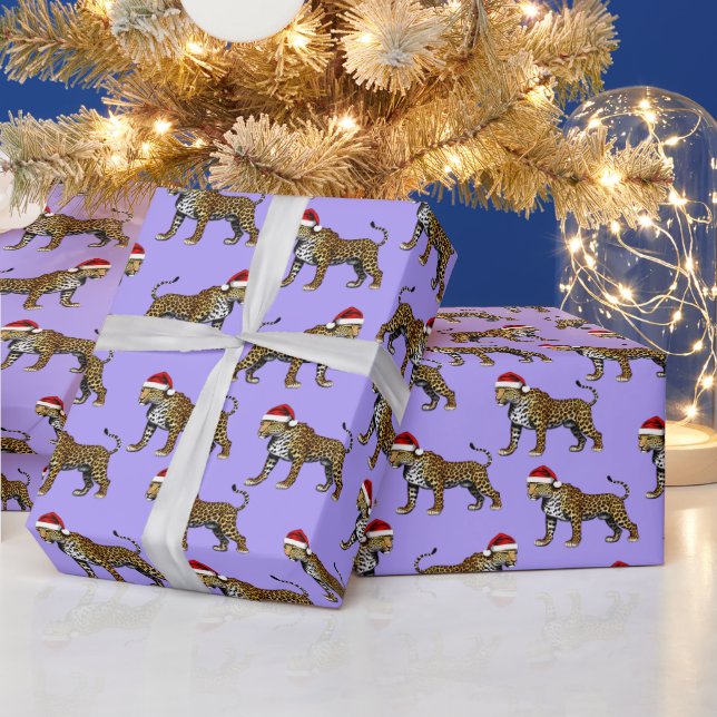 Wildlife Safari Animal Leopard Weihnachtsmannmütze Geschenkpapier (Feiertage)