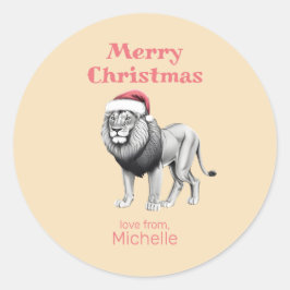 Wildlife Safari Animal Lion Weihnachtsmannmütze We Runder Aufkleber