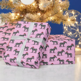 Wildlife Safari Tier Zebra Weihnachtsmannmütze Wei Geschenkpapier